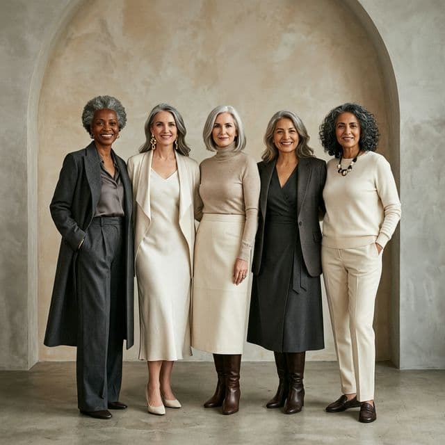 Group of stylish diverse women